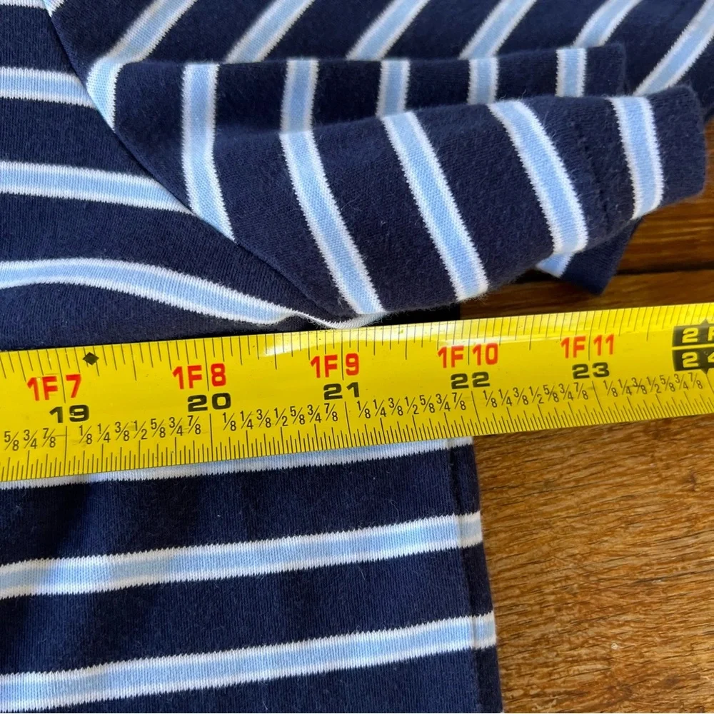 Ralph Lauren Polo Shirt Men's 100% Cotton Navy Baby Blue Stripes Classic Fit L